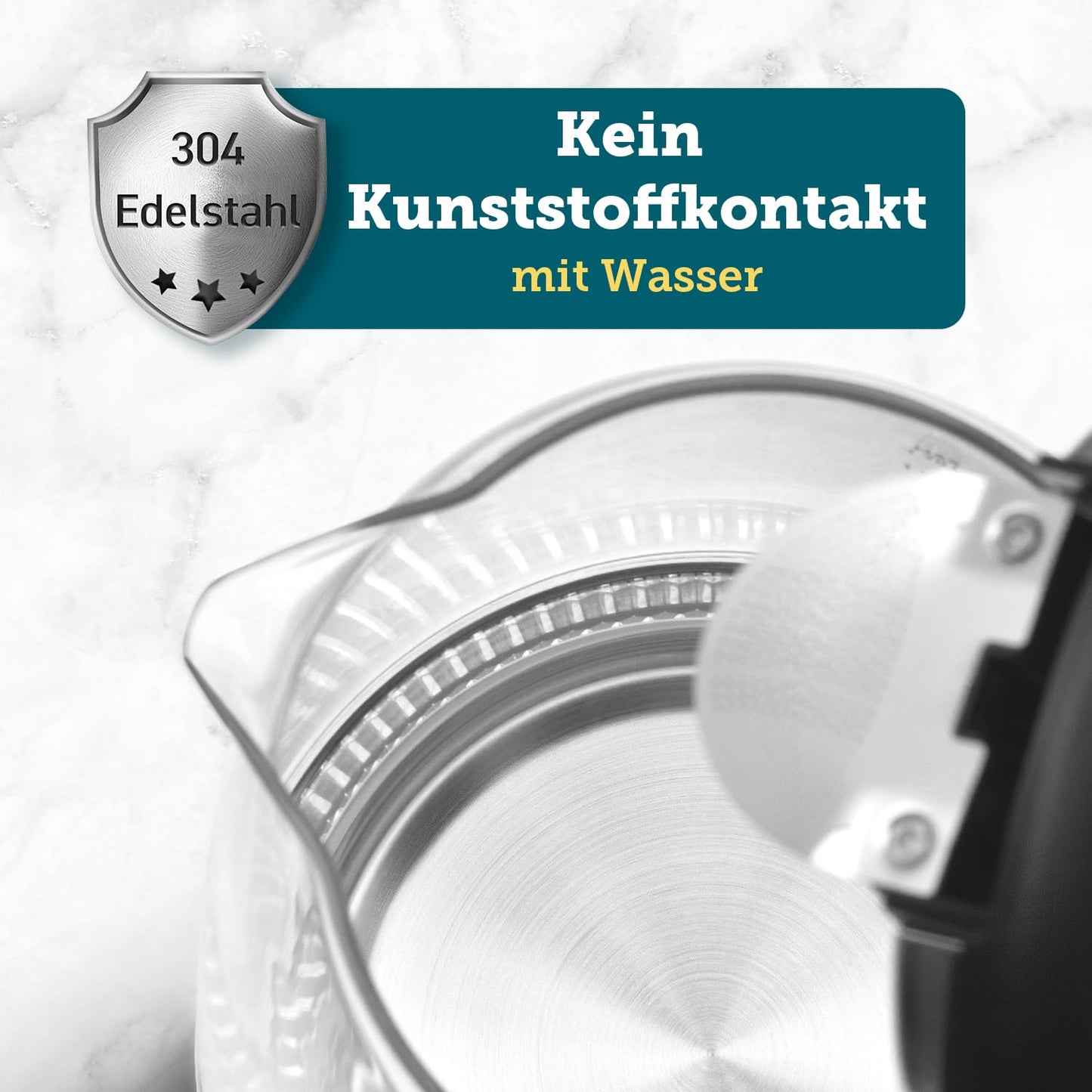 Glas Wasserkocher 1,7 L โ Schnellkochend, 2200 W, Schwarz